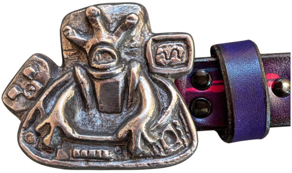 Cast-Aluminum Alien Belt Buckle with Meteor Leather Belt