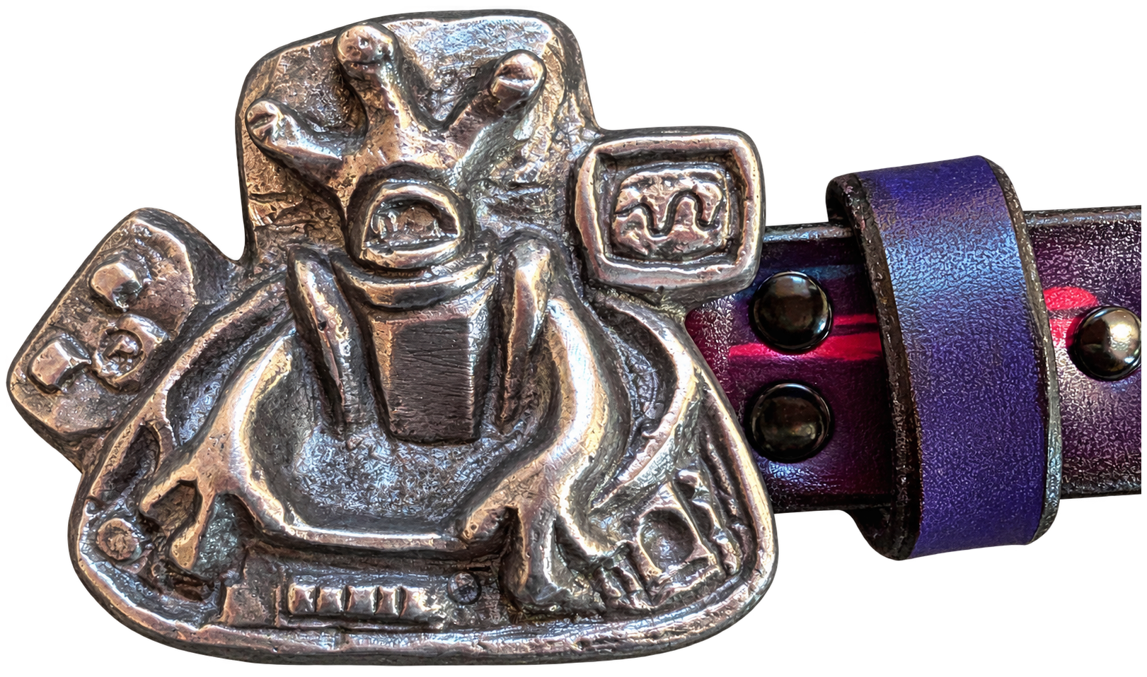 Cast-Aluminum Alien Belt Buckle with Meteor Leather Belt